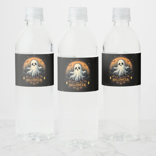 Spooky Skull Halloween Goth Water Bottle Labels (Bottles)