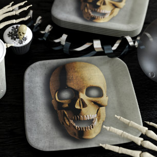 Spooky Skull Halloween Party Paper Plate
