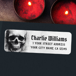 Spooky skull Halloween return address Label