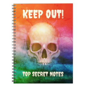 Spooky skull. Keep Out! Top Secret Notes Notebook