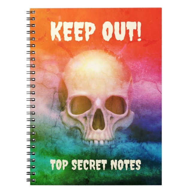 Spooky skull. Keep Out! Top Secret Notes Notebook (Front)