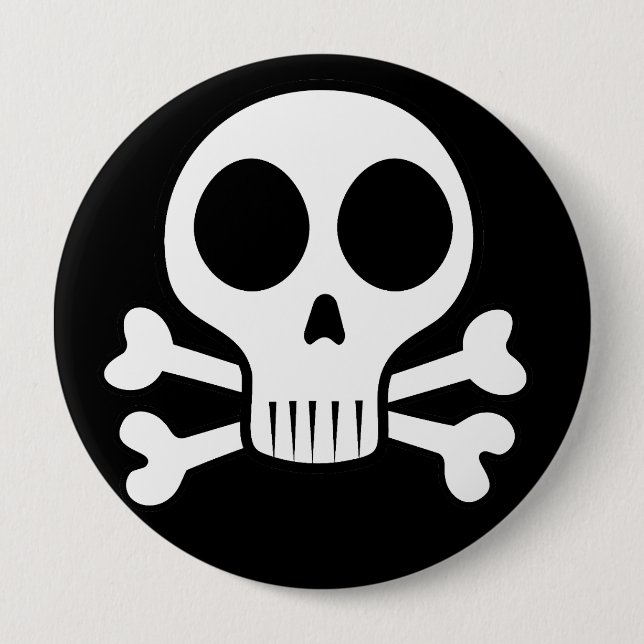 spooky skull on a black background 10 cm round badge (Front)