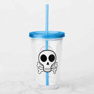 spooky skull on a black background acrylic tumbler