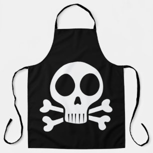 spooky skull on a black background apron