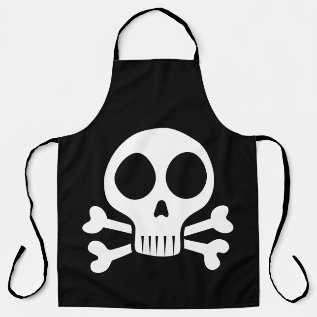 spooky skull on a black background apron (Front)
