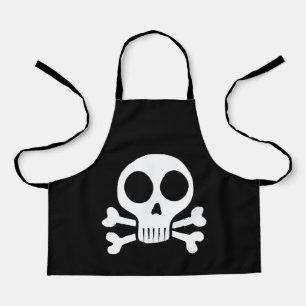 spooky skull on a black background apron