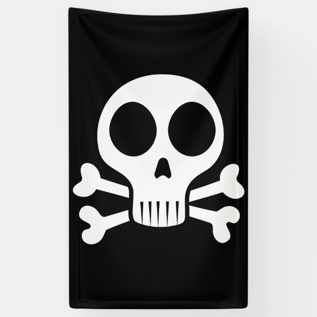 spooky skull on a black background banner (Vertical)