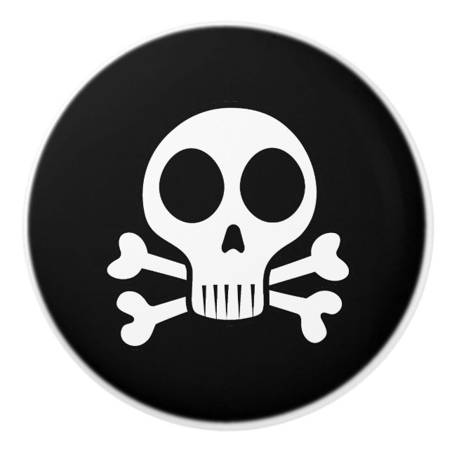 spooky skull on a black background ceramic knob (Front)