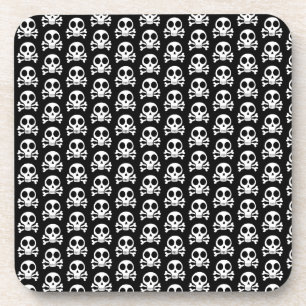 spooky skull on a black background coaster
