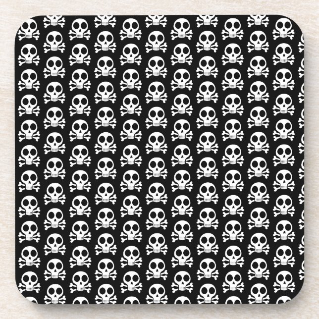 spooky skull on a black background coaster (Front)