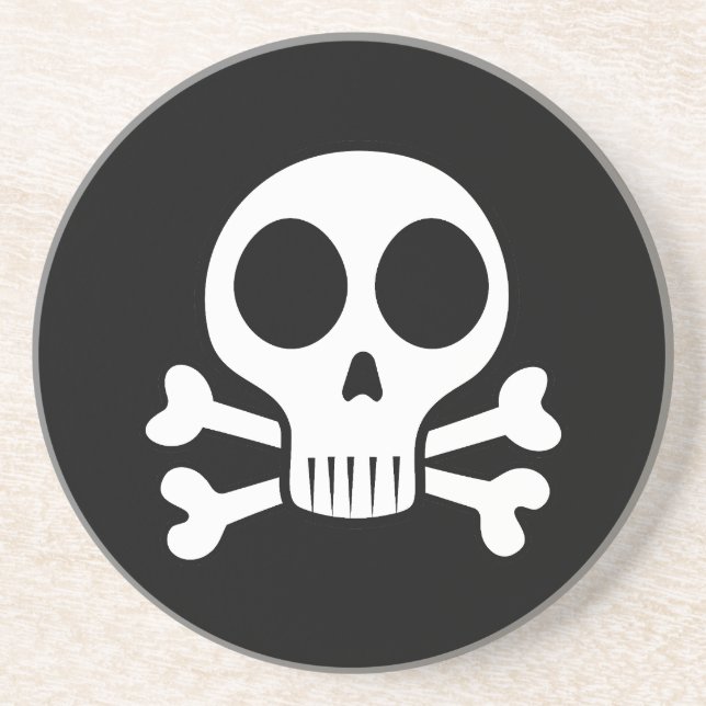spooky skull on a black background coaster (Front)