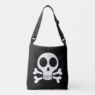spooky skull on a black background crossbody bag