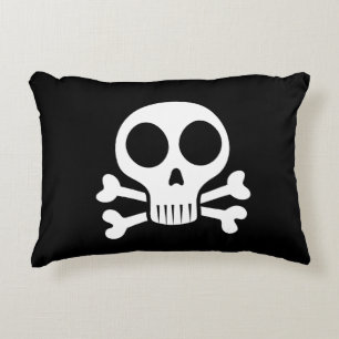 spooky skull on a black background decorative cushion