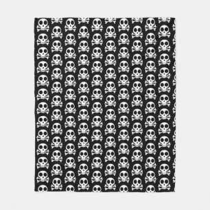 spooky skull on a black background fleece blanket
