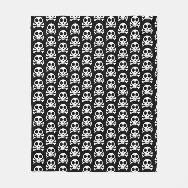 spooky skull on a black background fleece blanket (Front)