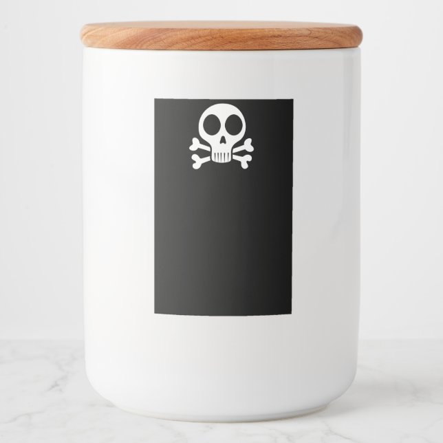 spooky skull on a black background food label (Front)