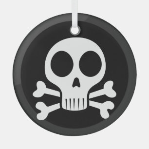 spooky skull on a black background glass tree decoration