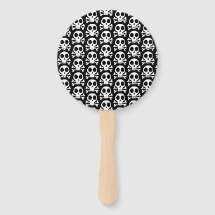 spooky skull on a black background hand fan