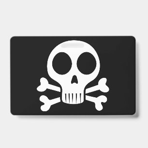spooky skull on a black background ID badge