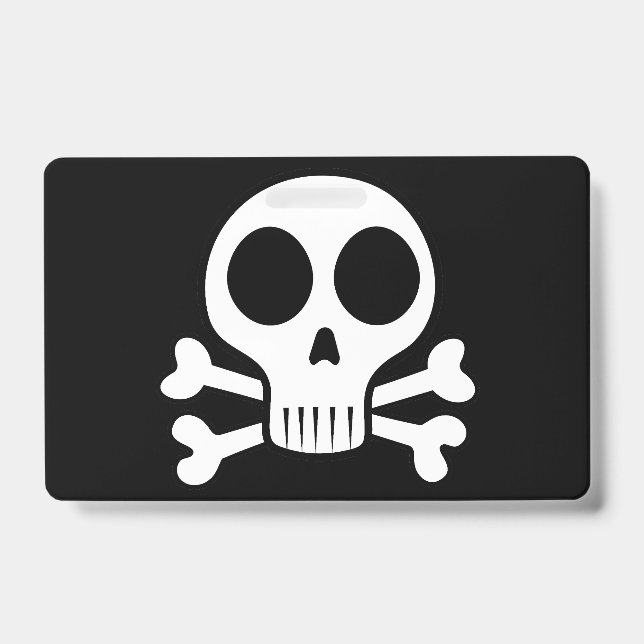 spooky skull on a black background ID badge (Front)