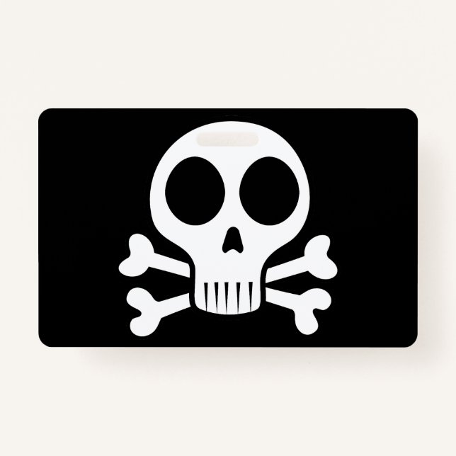 spooky skull on a black background ID badge (Front)