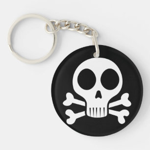 spooky skull on a black background key ring