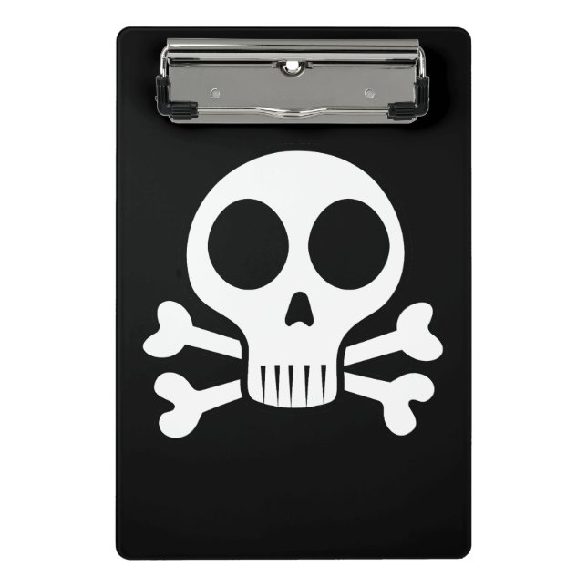 spooky skull on a black background mini clipboard (Front)
