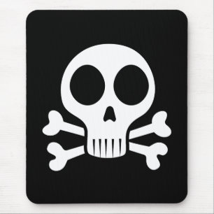 spooky skull on a black background mouse pad
