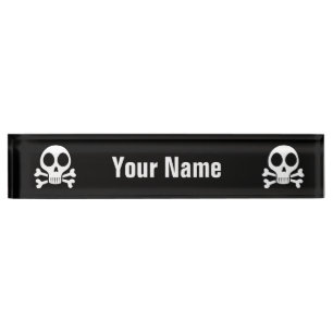 spooky skull on a black background nameplate