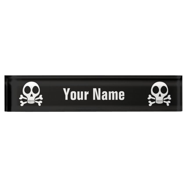 spooky skull on a black background nameplate (Front)