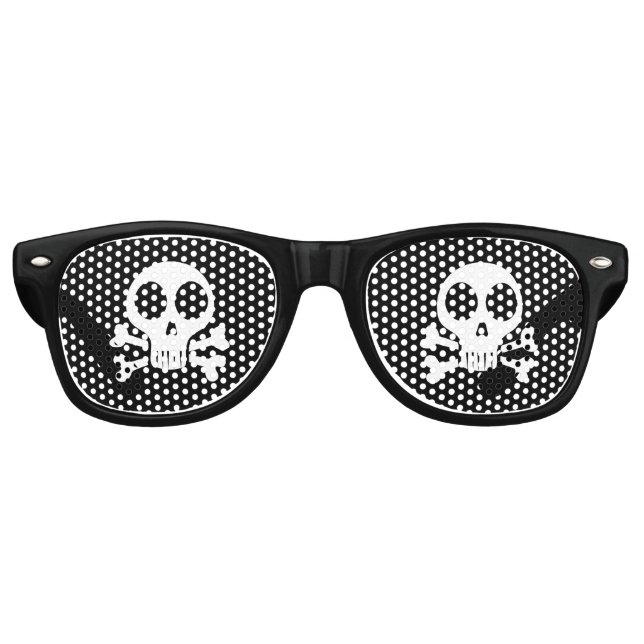 spooky skull on a black background retro sunglasses (Front)
