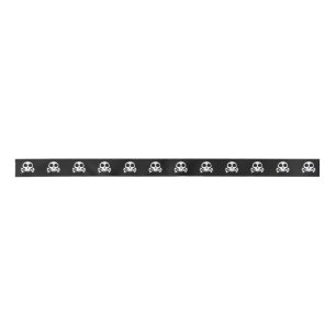 spooky skull on a black background satin ribbon