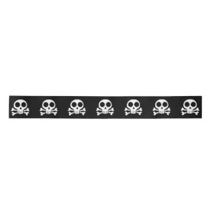 spooky skull on a black background satin ribbon