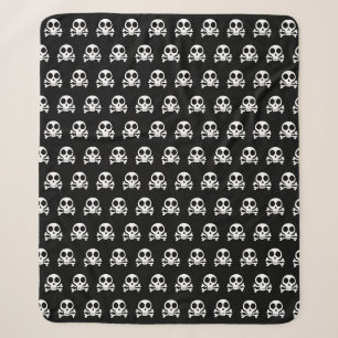 spooky skull on a black background sherpa blanket