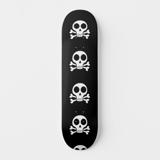 spooky skull on a black background skateboard (Front)