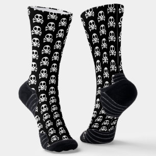 spooky skull on a black background socks