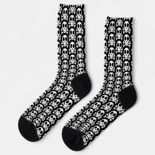 spooky skull on a black background socks