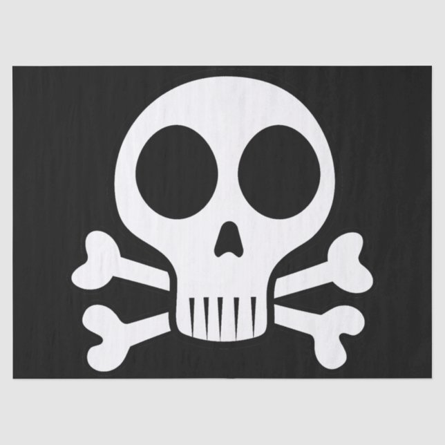 spooky skull on a black background tissue paper (Front)