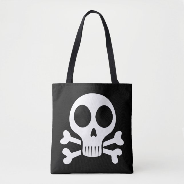 spooky skull on a black background tote bag (Front)