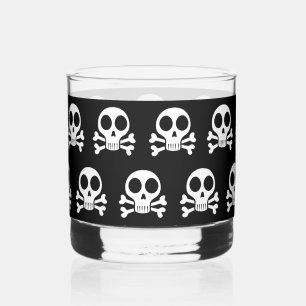 spooky skull on a black background whiskey glass