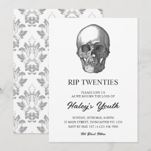 Spooky Skull RIP Twenties 20s Funny 30th Birthday Invitation