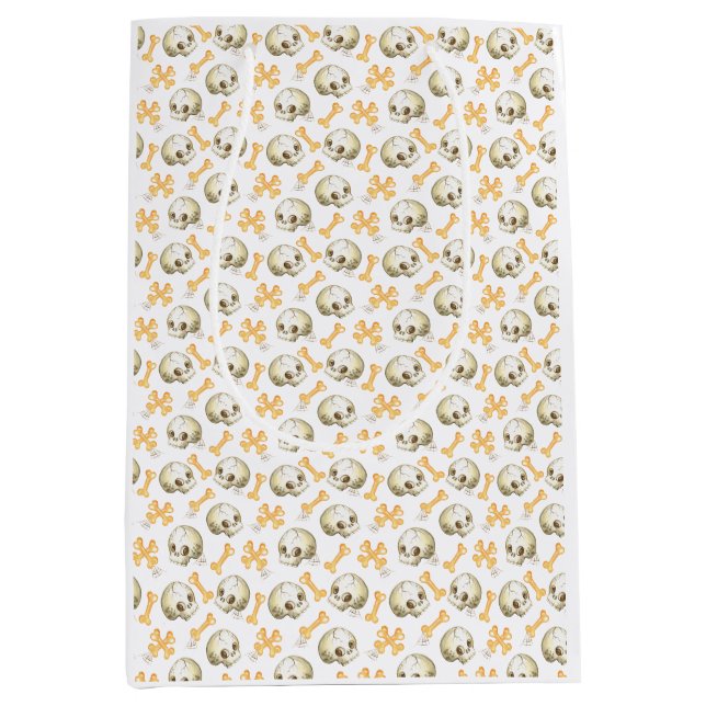 Spooky skulls and bones Halloween pattern Wrapping Medium Gift Bag (Front)