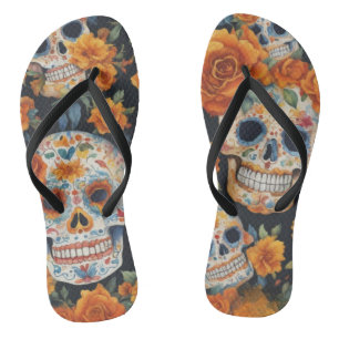Spooky Skulls: Halloween-Inspired pattern Design Thongs