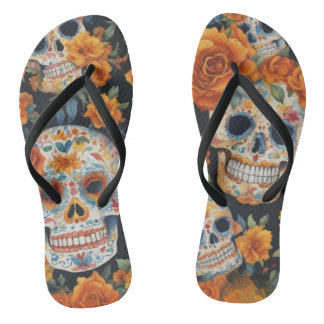 Spooky Skulls: Halloween-Inspired pattern Design Thongs