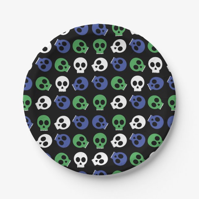 Spooky Skulls Halloween Paper Plate (Front)