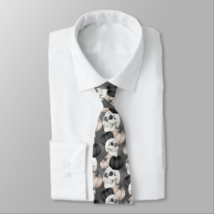 spooky skulls Halloween pumpkins tiled pattern Tie
