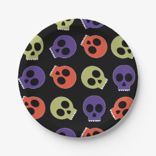 Spooky Skulls Happy Halloween Paper Plate
