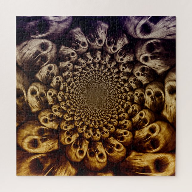 Spooky Skulls Purple Black Abstract Pop Art Jigsaw Puzzle (Vertical)