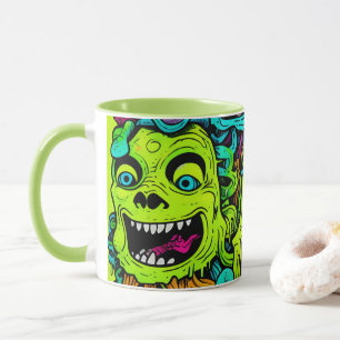 Spooky Slimy Green Monster Pattern Mug