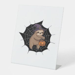 Spooky Sloth Halloween Fun - Cute Trick-or-Treat A Pedestal Sign